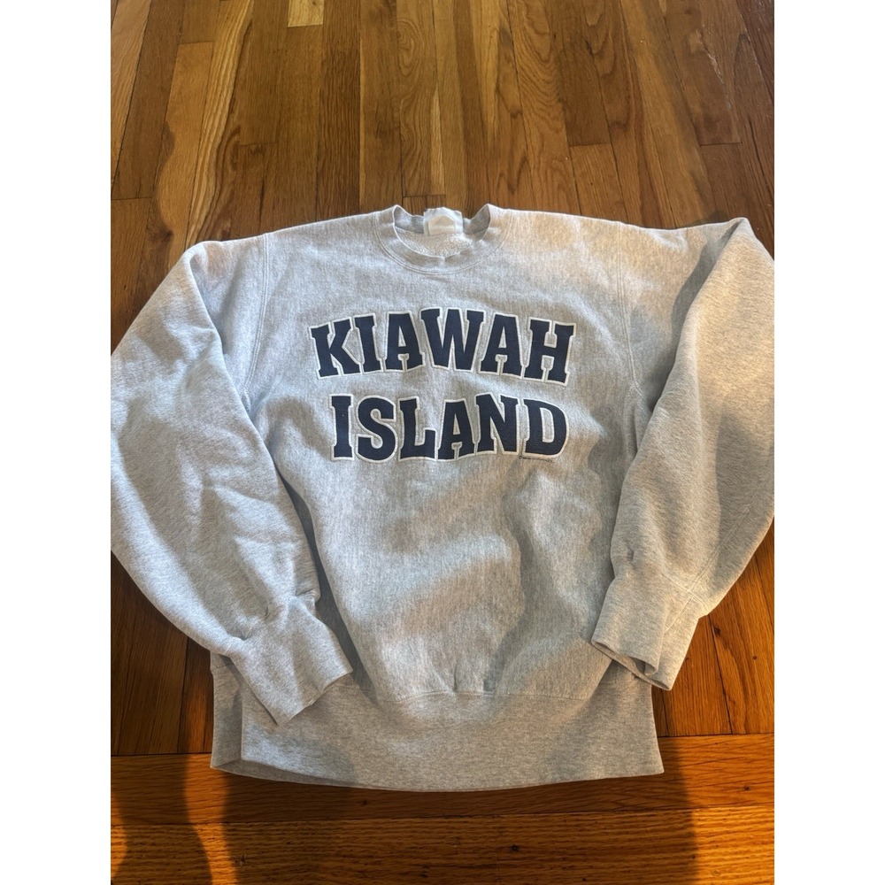 Vintage Lee Sports Grey Kiawah Island Spellout Sweatshirt 90s Sz M‎ Womens 1996